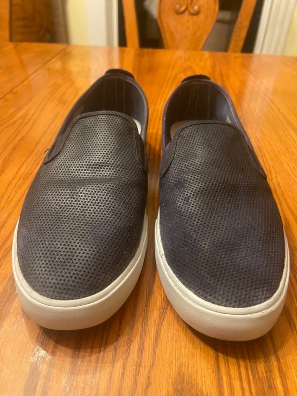 johnnie-O Navy Blue Perforated Slip-On Sneakers